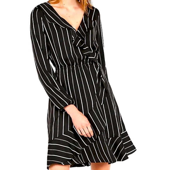 NWT Express Striped Long Sleeve Dress - Picture 1 of 9